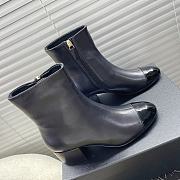 Chanel Leather Ankle Boots with Patent Cap Toe Black 6.5cm - 5