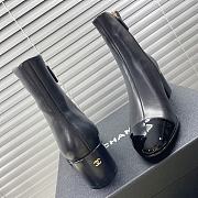 Chanel Leather Ankle Boots with Patent Cap Toe Black 6.5cm - 2