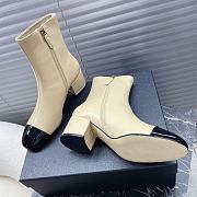 Chanel Leather Ankle Boots with Patent Cap Toe Beige 6.5cm - 5