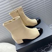 Chanel Leather Ankle Boots with Patent Cap Toe Beige 6.5cm - 3