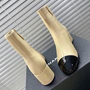 Chanel Leather Ankle Boots with Patent Cap Toe Beige 6.5cm - 2