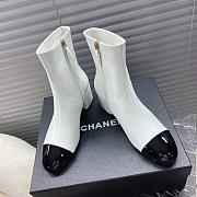 Chanel Leather Ankle Boots with Patent Cap Toe White 6.5cm - 1