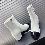 Chanel Leather Ankle Boots with Patent Cap Toe White 6.5cm - 5