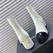 Chanel Leather Ankle Boots with Patent Cap Toe White 6.5cm - 4