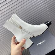 Chanel Leather Ankle Boots with Patent Cap Toe White 6.5cm - 3