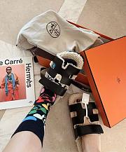 Hermes Chypre Sandal Shearling In Lamskin Black - 1