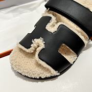 Hermes Chypre Sandal Shearling In Lamskin Black - 3