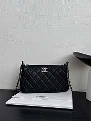Chanel Wallet On Chain Shiny Grained Calfskin Strass & Silver Tone Metal Black - 21x5.5x12cm - 5