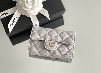 Chanel Classic Flap Card Holder Caviar Gold Gray - 7.5x11.3x2.1cm