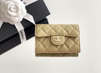 Chanel Classic Flap Card Holder Caviar Gold Caramel Beige - 7.5x11.3x2.1cm