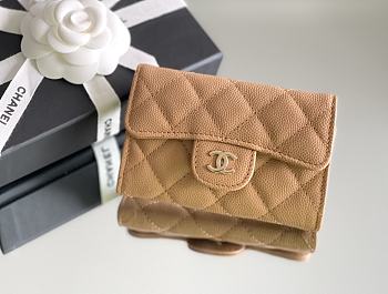 Chanel Classic Flap Card Holder Caviar Gold Brown - 7.5x11.3x2.1cm