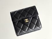 Chanel Classic Small Flap Wallet Lamskin Gold Black - 10.5x11.5x3cm - 1