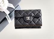 Chanel Classic Flap Card Holder Lamskin Silver Black - 7.5x11.3x2.1cm - 1