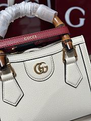 Gucci Diana Small Tote Bambo Handle Bag In White Leather - 20x16x10cm - 2