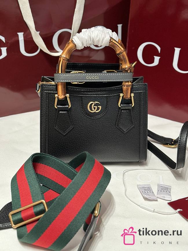 Gucci Diana Small Tote Bambo Handle Bag In Black Leather - 20x16x10cm - 1