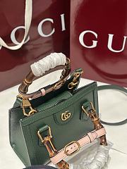Gucci Diana Small Tote Bambo Handle Bag In Green Leather - 20x16x10cm - 6