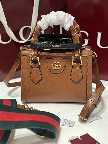 Gucci Diana Small Tote Bambo Handle Bag In Brown Leather - 20x16x10cm