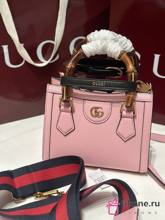 Gucci Diana Small Tote Bambo Handle Bag In Pink Leather - 20x16x10cm - 1