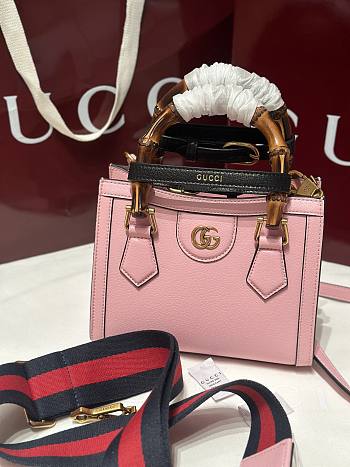 Gucci Diana Small Tote Bambo Handle Bag In Pink Leather - 20x16x10cm