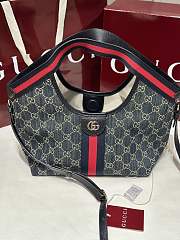 Gucci Giglio Small Tote Bag Blue And White GG Denim - 25x20x15cm - 1