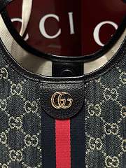 Gucci Giglio Small Tote Bag Blue And White GG Denim - 25x20x15cm - 4