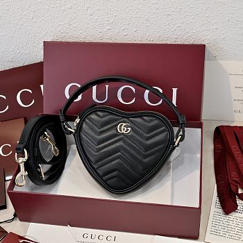 Gucci GG Marmont Mini Bag Heart Black Leather - 13.5x11.5x2.5cm