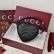 Gucci GG Marmont Mini Bag Heart Black Leather - 13.5x11.5x2.5cm - 4