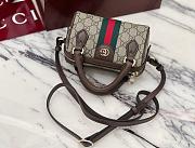 Gucci Ophidia Mini Boston Bag In Beige And Ebony Supreme Brown - 16x10x9cm - 5