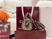 Gucci Ophidia Mini Boston Bag In Beige And Ebony Supreme Brown - 16x10x9cm - 2