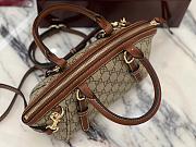 Gucci GG Emblem Small Top Handle Bag In Beige And Brown GG Fabric - 31×17×12cm - 6