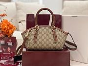 Gucci GG Emblem Small Top Handle Bag In Beige And Brown GG Fabric - 31×17×12cm - 2