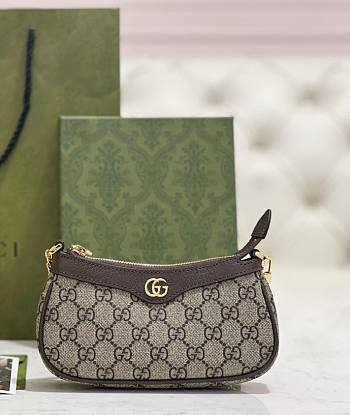 Gucci Ophidia Mini Bag In Beige And Ebony Supreme  - 19x10x3cm