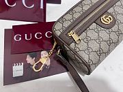 Gucci Ophidia Mini Shoulder Bag In Beige And Ebony GG Supreme - 18×14×5cm - 3