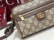 Gucci Ophidia Mini Shoulder Bag In Beige And Ebony GG Supreme - 18×14×5cm - 2