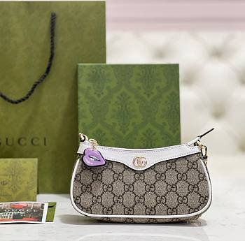 Gucci Ophidia Mini Bag In Beige And Ebony Supreme White - 19x10x3cm