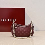 Gucci GG Emblem Mini Shoulder Bag In Rosso Ancora Red GG Leather - 19x12x4cm - 1