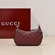 Gucci GG Emblem Mini Shoulder Bag In Rosso Ancora Red GG Leather - 19x12x4cm - 6