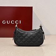 Gucci GG Emblem Mini Shoulder Bag In Black GG Leather - 19x12x4cm - 5