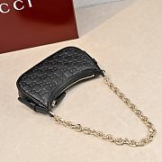 Gucci GG Emblem Mini Shoulder Bag In Black GG Leather - 19x12x4cm - 3