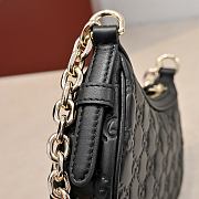 Gucci GG Emblem Mini Shoulder Bag In Black GG Leather - 19x12x4cm - 2