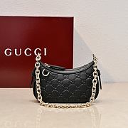 Gucci GG Emblem Mini Shoulder Bag In Black GG Leather - 19x12x4cm - 1