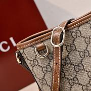 Gucci GG Emblem Nano Bucket Bag In Beige And Dark Brown Fabric Brown - 15x18x8cm - 5