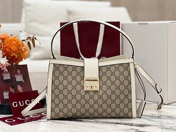 Gucci Padlock Larrge Tote Bag Beige/Ebony GG Supreme With White - 31x21x11cm