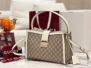 Gucci Padlock Larrge Tote Bag Beige/Ebony GG Supreme With White - 31x21x11cm - 6