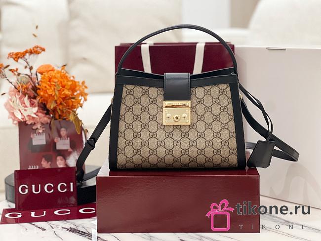 Gucci Padlock Medium Tote Bag Beige/Ebony GG Supreme With Black - 25.5x17.5x10cm - 1