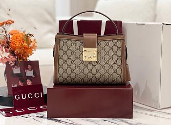 Gucci Padlock Medium Tote Bag Beige/Ebony GG Supreme With Brown - 25.5x17.5x10cm