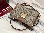 Gucci Padlock Medium Tote Bag Beige/Ebony GG Supreme With Brown - 25.5x17.5x10cm - 5