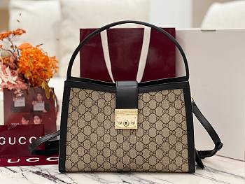 Gucci Padlock Larrge Tote Bag Beige/Ebony GG Supreme With Black - 31x21x11cm