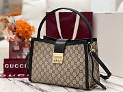 Gucci Padlock Larrge Tote Bag Beige/Ebony GG Supreme With Black - 31x21x11cm - 3