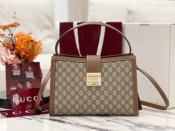 Gucci Padlock Larrge Tote Bag Beige/Ebony GG Supreme With Brown - 31x21x11cm